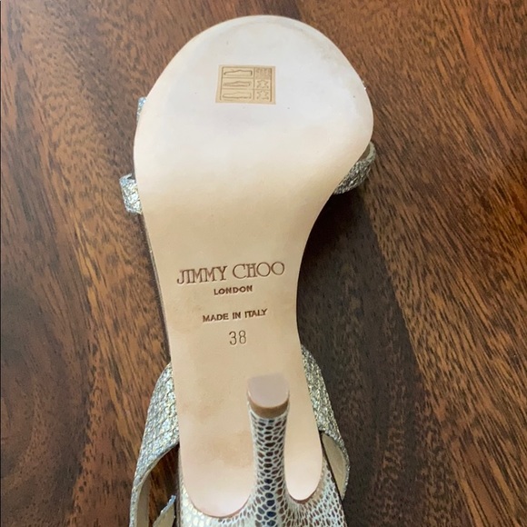 Jimmy Choo Silver Glitter Sandals 38 - Picture 3 of 3